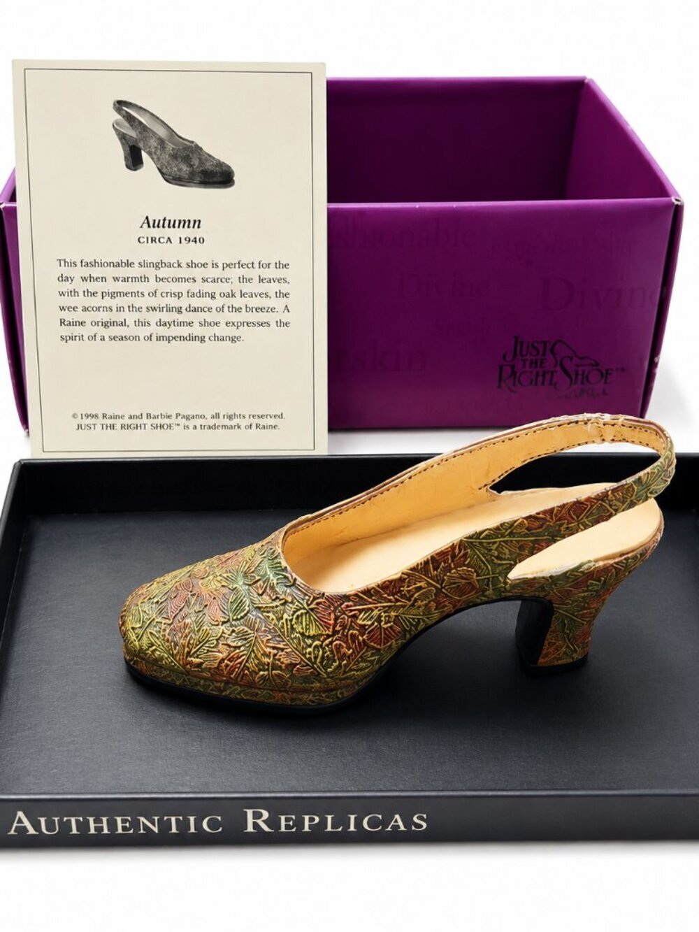 Just The Right Shoe® "Autumn" Circa 1940 by Raine | Miniature Collectible Shoe